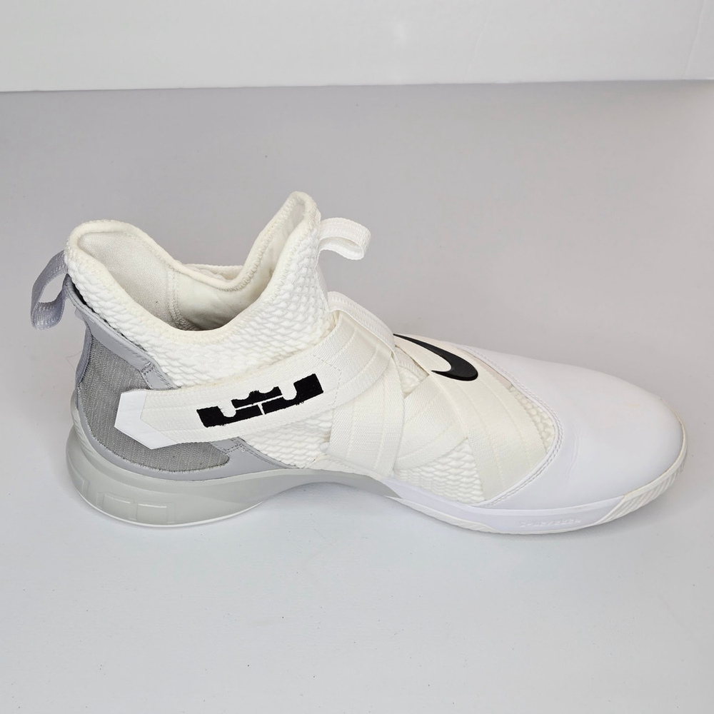 Nike LeBron Soldier 12 TB White Grey Straps Basketball Sneakers Sz 15.5